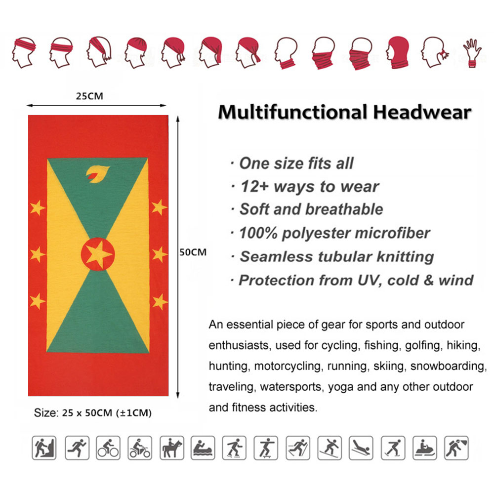 Grenada Flag Pattern Face Band - Running Gear Youtube recension och pris